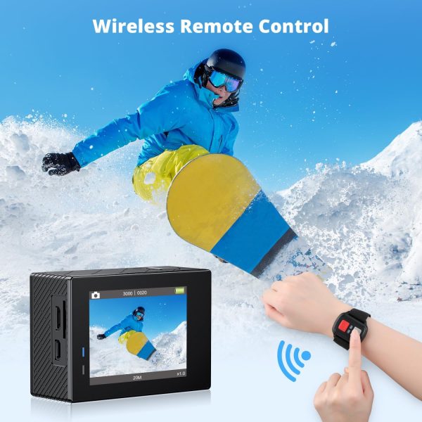 AKASO Brave 4 4K30fps 20MP WiFi Action Camera Ultra Hd with EIS 131ft Waterproof Camera Remote Control 5xZoom Underwater Camcorder with 2 Batteries and Bicycle Helmet Accessories Kit - Image 5