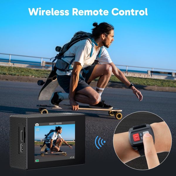 AKASO EK7000 4K30FPS 20MP WiFi Action Camera with EIS Ultra HD Underwater Camera 131FT Waterproof Camera Remote Control 4X Zoom in Photo Mode Support External Microphone Black - Image 5