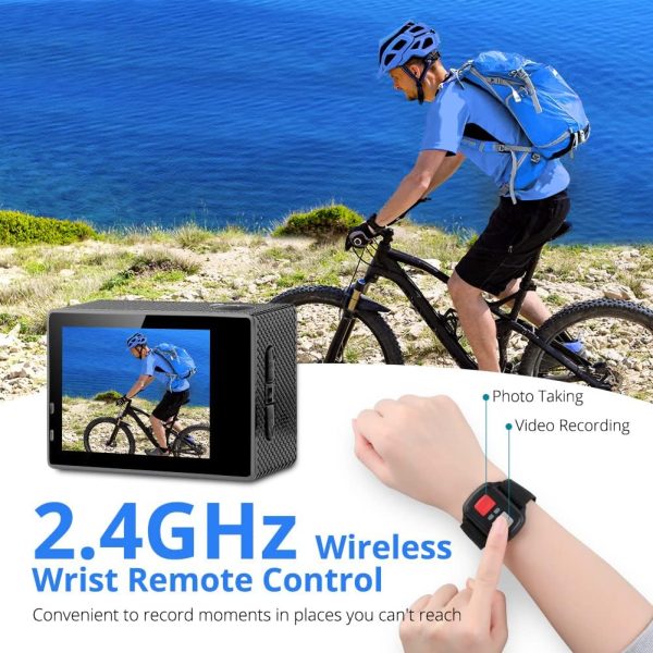Dragon Touch 4K Action Camera 20MP Vision 3 Underwater Waterproof Camera 170° Wide Angle WiFi Sports Cam with Remote 2 Batteries and Mounting Accessories Kit - Image 4