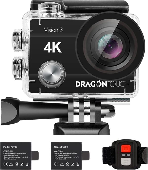 Dragon Touch 4K Action Camera 20MP Vision 3 Underwater Waterproof Camera 170° Wide Angle WiFi Sports Cam with Remote 2 Batteries and Mounting Accessories Kit - Image 9