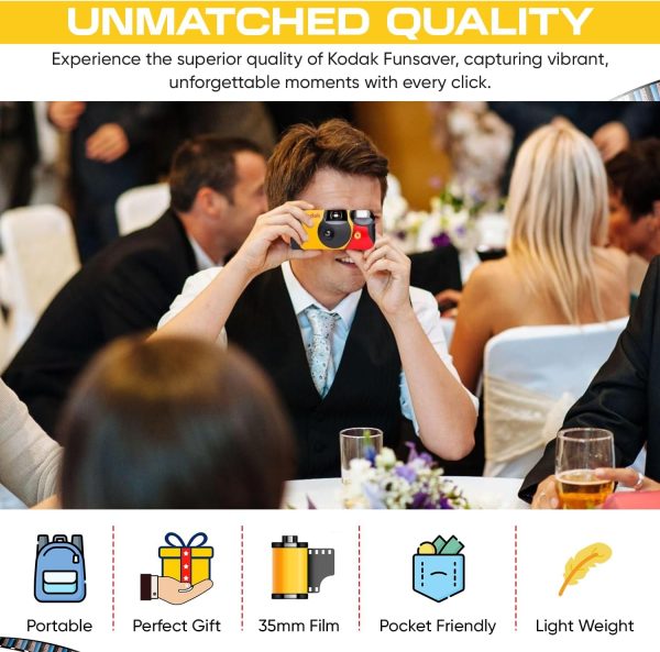Kodak Funsaver Disposable Camera Bulk one time Single use 7-Pack 27exp 35mm Camera Bundled with Balveli Premium Microfiber Cloths - Bulk Kodak Disposable Film Camera 35mm - Image 8